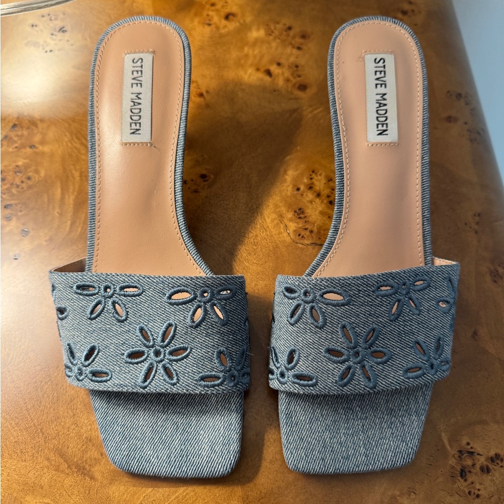 Steve Madden Women's Denim Blue Mules